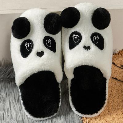 Женские милые тапочки с рисунком панды, плюшевые тапочки, осень и зима, новые нескользящие тапочки с толстой подошвой, теплые тапочки для дома и спальни