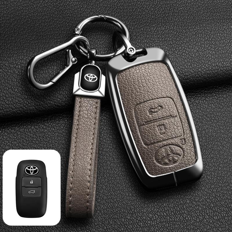 LATE7 Zinc Alloy Goatskin Car Remote Key Case Cover Shell for Toyota Yaris Ativ Raize Veloz Avanza Rush Auto Keychain Accessories