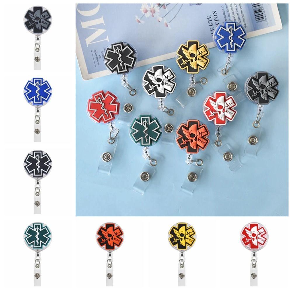 Anti-Lost Easy To Pull Buckle Key Ring Nurse ID Holder Retractable Badge Reel Chest Card