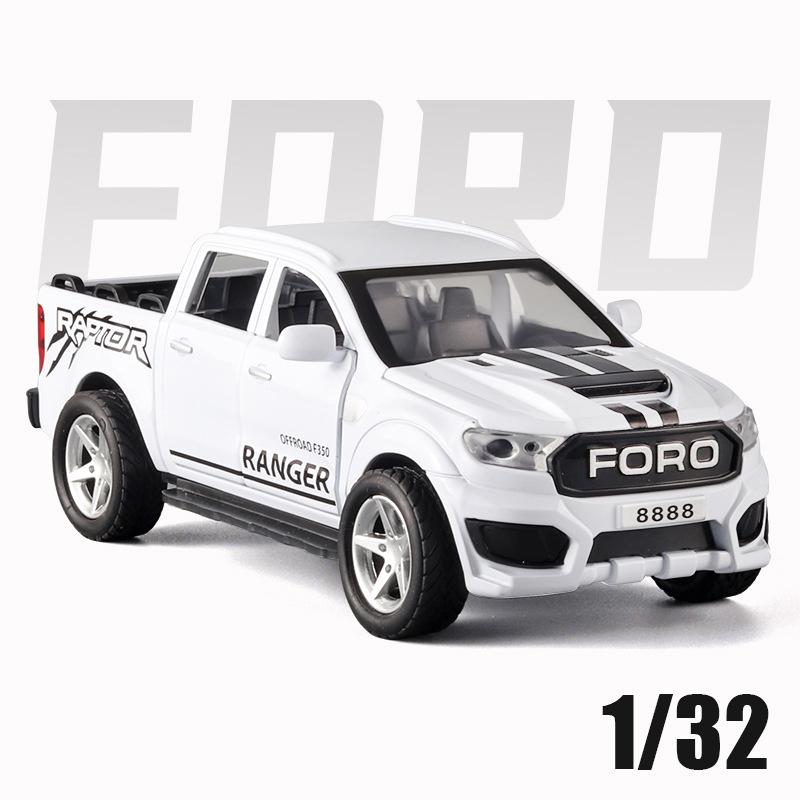 Масштаб 1/32 Ford Raptor F350 Пикап, литая под давлением модель автомобиля, игрушечный автомобиль с откатным механизмом со звуком и светом для детей, коллекция подарков для мальчиков и девочек