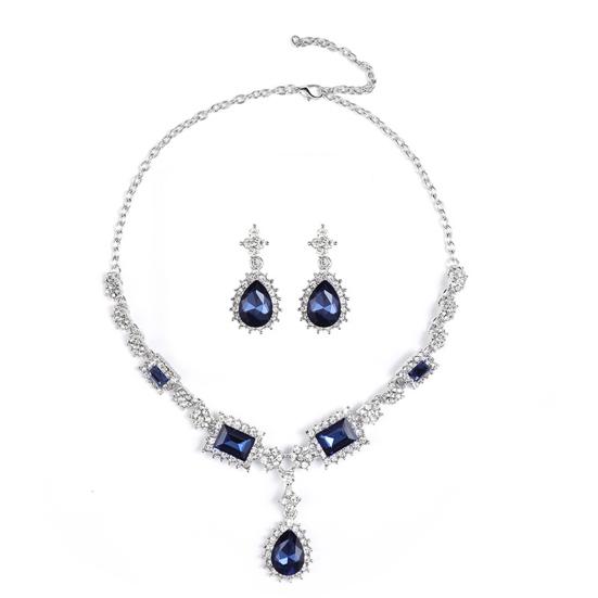 2 шт./компл. комплект ожерелья и сережек из искусственного кристалла с геометрическим рисунком свадебные украшения изысканный темперамент стразы серьги-капли ожерелье подарок на годовщину