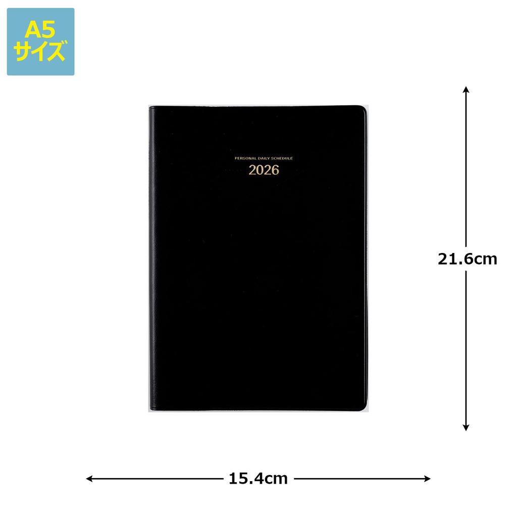Takahashi 2026 A5 Diary with Weekly 62 January Notes, Black, No. (Starts 2026)