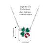 WOSTU 925 Sterling Silver Lucky Green Clover Ladybug Stud Earrings Open Ring Pendant Necklace Valentine's Jewelry Set Girl Gift