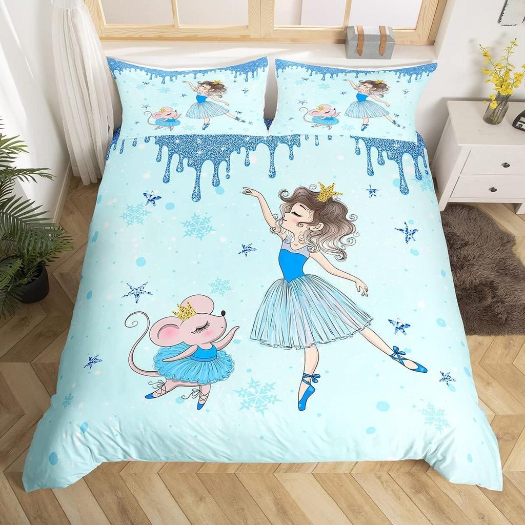 Cartoon Ballet Girl Duvet Cover Twin Queen Size Sport Theme Bedding Set Soft Microfiber Dancer Comforter Cover With 2 Pillowcase
