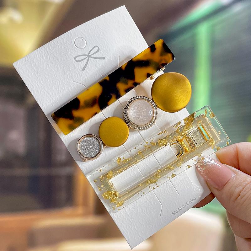 Fashion Acrylic Pearl Hair Clips Set Sweet Flower Hair Barrettes For Women Girls Korean Geometric Hair Accessories Jewelry