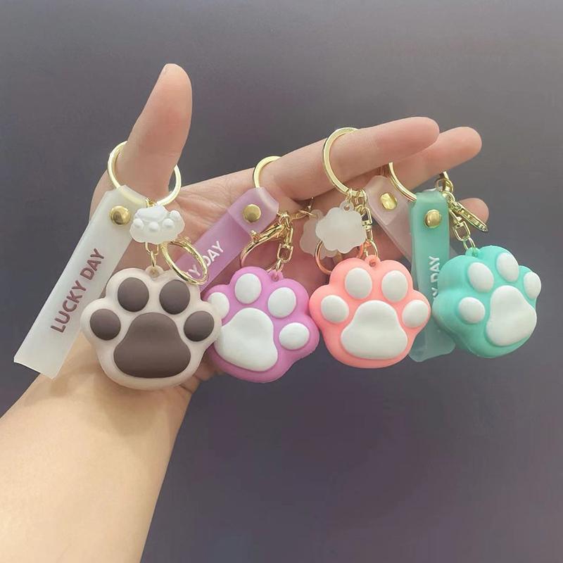 Мультяшный силиконовый брелок в виде кошачьей лапы Kawaii Animal Claw с кольцом для ключей, браслет для женщин, девочек, сумочек, кошельков, декора, подарков для детей