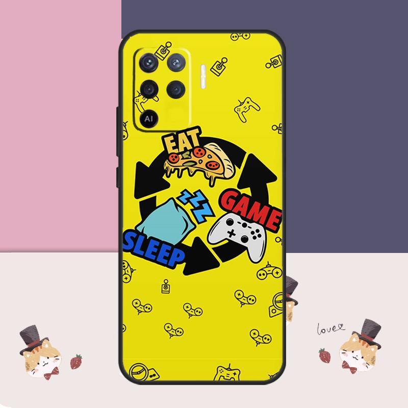 Чехол 'Ешь Спи Играй' Цветной для Oppo A94 A74 A54 A18 A38 A58 A78 A98 A80 A60 A40 A96 A76 A16 A15 A17 A57 A77 A5 Pro