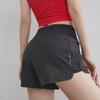 Women's Summer Quick-Drying Elastic Yoga and Running Shorts with Faux Two-Piece Design