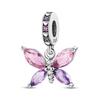 925 Silver Gem Butterfly Dragonfly Flowers Charms Pendant Fit Pandach 925 Bracelets DIY Little Fresh Jewelry