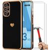 TPU Case Compatible Samsung Galaxy A53 5G - BOOLING - Black - Heart Pattern - 2 Tempered Glasses