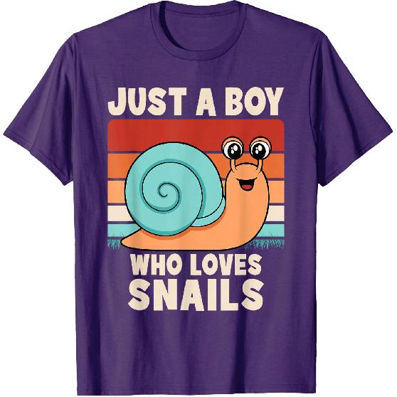 Just A Boy Who Loves Snails Funny Snail Boys Kids T-Shirt