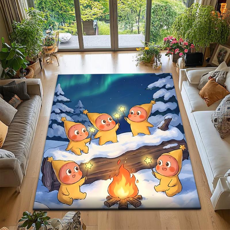 Twinkle Twinkle Elf Campfire Aurora Carpet Floor Mats Printing Dormitory Decoration Office Chair Cushion Protective Pad