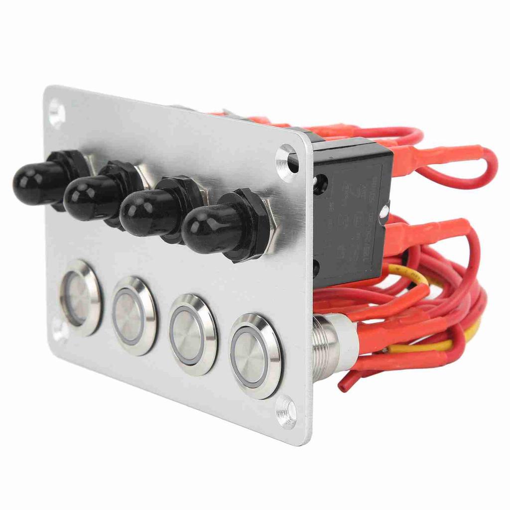 4-клавишная морская панель переключателей, синий светодиод, самоблокирующаяся кнопка, DC12V 16A, универсальная для автомобиля, лодки, дома на колесах, грузовика