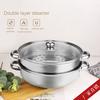 28cm 2-Layer Steamer Stainless Steel Kitchen Boiling Soup Steaming Pot with Lid