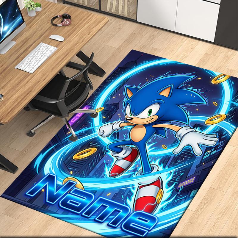 Custom Name Sonic Printed Carpet Rug For Office Chair Living Room Bedroom Kitchen Room Decor Gifts