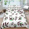 Family Bedding Single Double Bed Full Size Plant Printing Series Bedding Leaf Pattern Pillowcase and Quilt Cover Washable Home Decoration