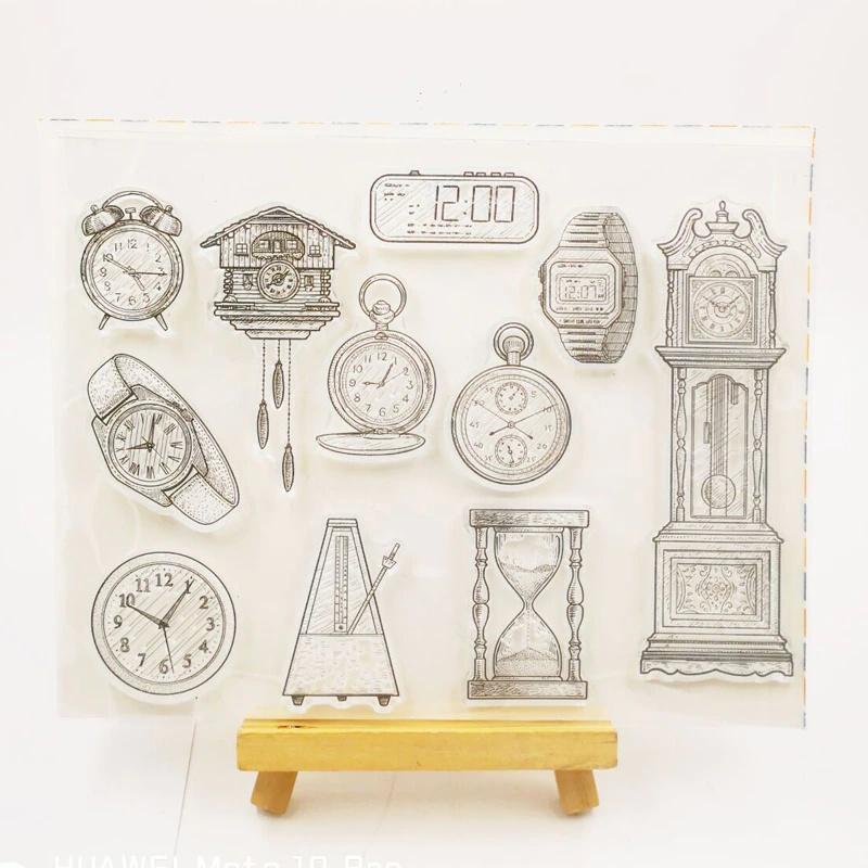 Vintage Clock Transparent Clear Silicone Stamp/Seal For DIY Scrapbooking/photo Album Decorative Clear Stamp Sheets