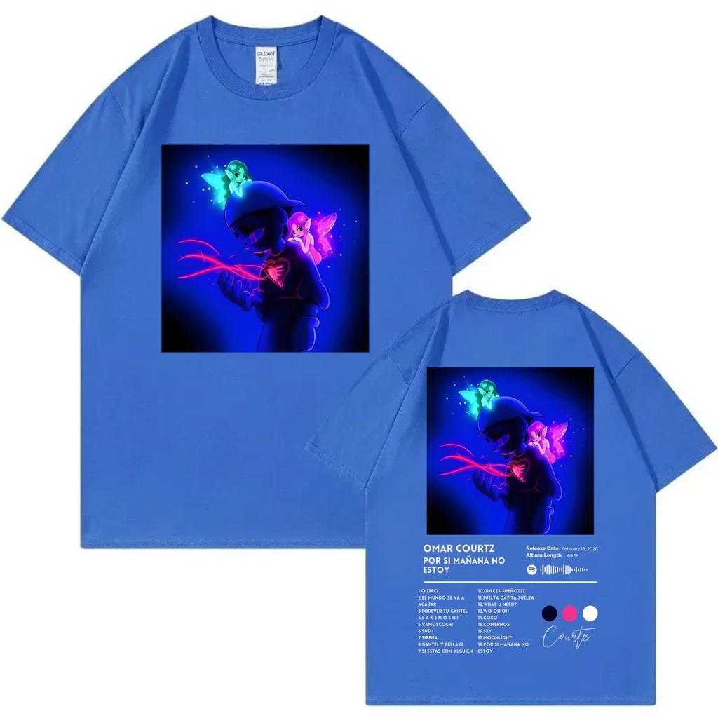 Singer Omar Courtz Double Sided Print Tshirt Por Si Mañana No Estoy Album Poster Graphic T Shirts Unisex Casual Cotton Tshirts