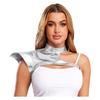 Womens Gothic Steampunk Shoulder Armor Fly Sleeve Adjustable Buckle Metallic Shiny Shrug Rave Wear