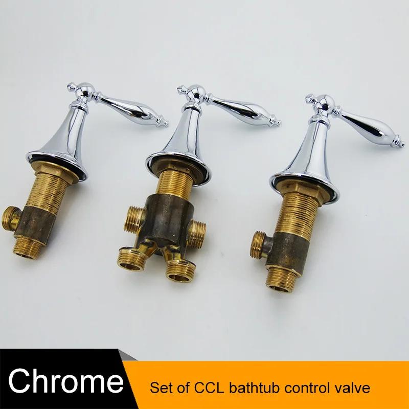 BAKALA латунный хромированный кран для ванны с горячей и холодной водой, смеситель для душа, ванна, комплект из 3 предметов, переключающий клапан