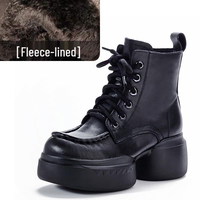 Женские ботинки Мартин из натуральной кожи на молнии на ретро платформе