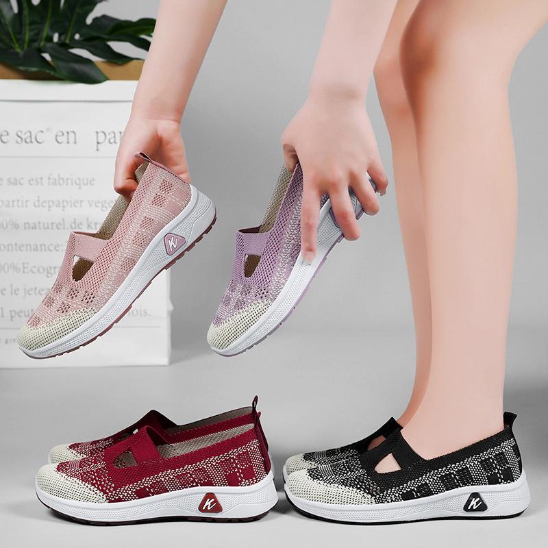 Женские универсальные слипоны из дышащей сетки флай-нит, мягкая подошва, повседневный комфорт для ежедневной носки