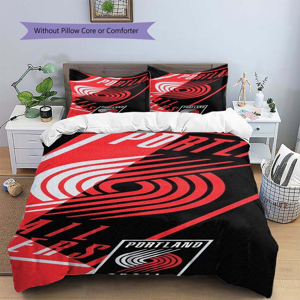 Portland Trailblazers Pattern Bedding Set Quilt Cover Pillowcase Home Decor Gift (1 * duvet cover + 2 * pillowcase, without core)