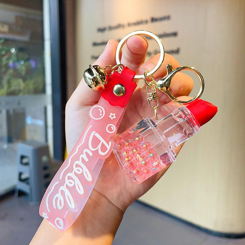 Очаровательный акриловый брелок для губной помады-пузырька для девочек в синем цвете, идеально подходит для подарков
