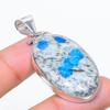 Natural K2 Azurite Gemstone Handmade 925 Sterling Silver Pendant 2.05" K8n79