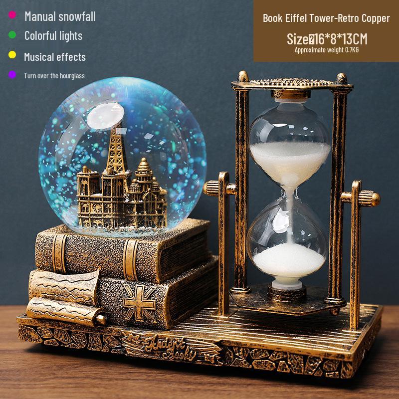 Креативный светящийся шар со снегом Эйфелева башня Музыкальная шкатулка - Ретро Декор для рабочего стола