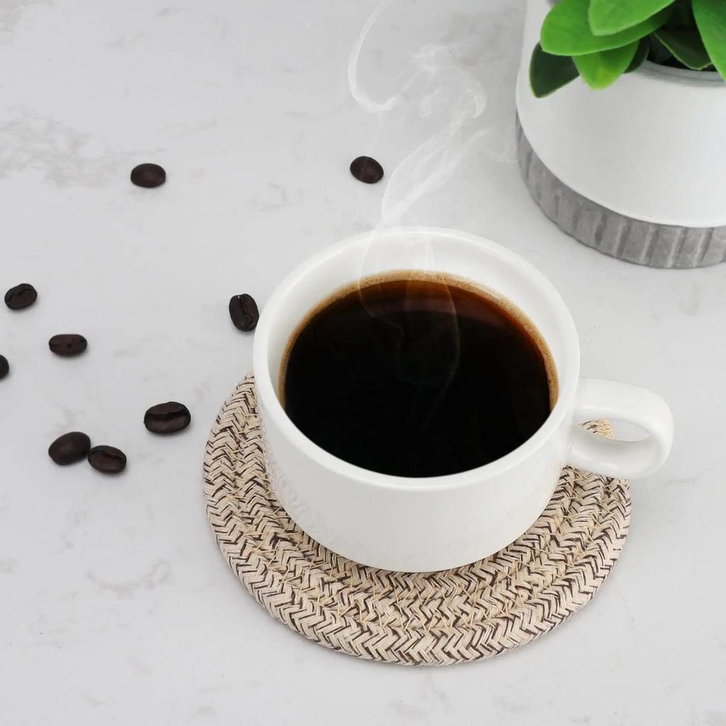 Подставка под стакан из 8 предметов в стиле бохо с поддержкой, хлопковая подложка для еды, термоизоляционная подложка, минималистичная подложка из хлопкового льна, 4,3 дюйма