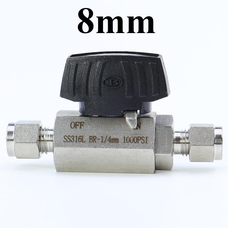 6 8 10 12 14 16 мм 1/4" 3/8" 1/2" 3/4" 1" Дюйм Труба Наружный Диаметр Компрессионный Фитинг 316L Нержавеющая Сталь Шестигранный Шаровой Кран 1000 PSI