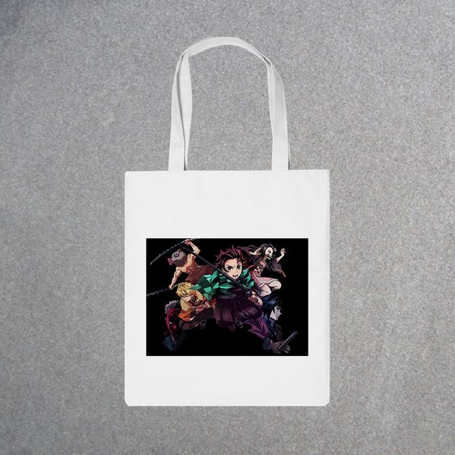 Demon Slayer, модная холщовая сумка из японского аниме, Harajuku, готический топ, женские сумки большой вместимости, винтажная сумка, белая сумка на плечо