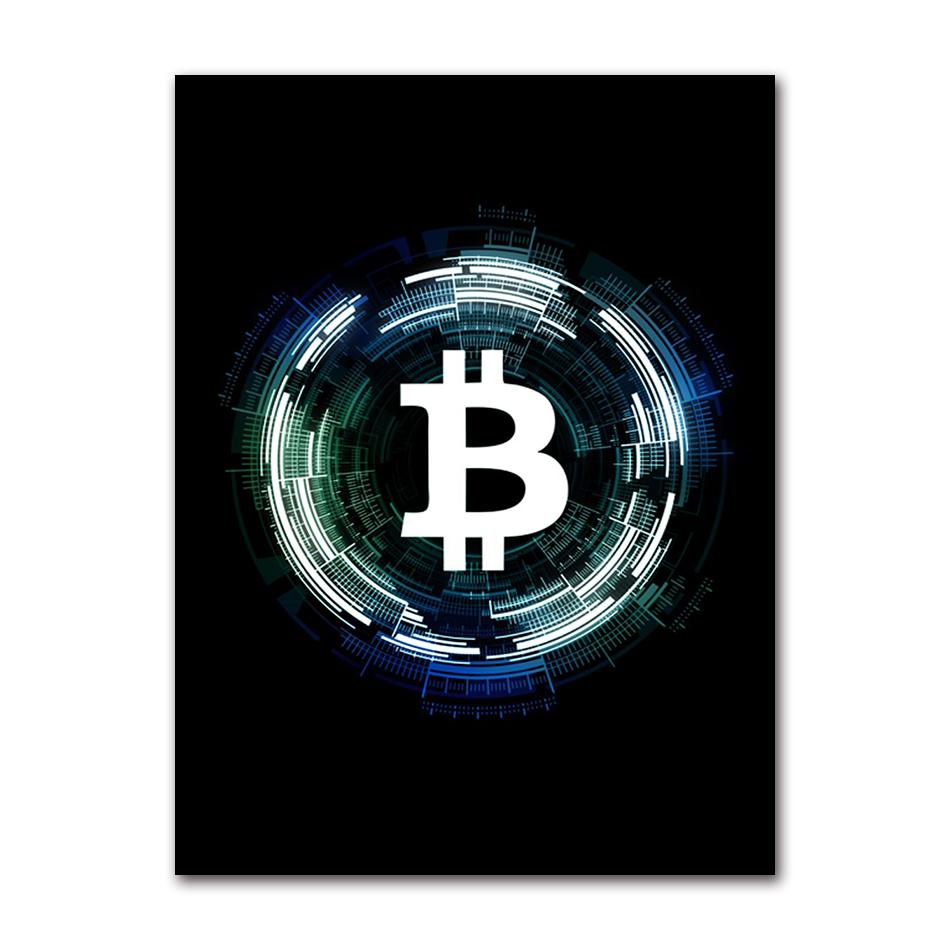 Vintage Abstract Bitcoin Symbol Bitcoin Cryptocurrency Art Poster Canvas Painting Wall Prints Picture for Living Room Home Decor