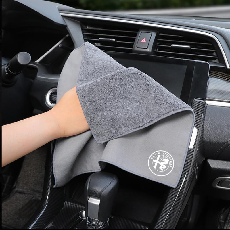 WTOM1 Microfiber Car Towel Super Absorbency Car Cleaning Care Cloth For Alfa Romeo 156 159 147 4C 8C 166 Giulia Giulietta Mito Stelvio