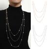 Layered Long Necklace for Women Pearl Sweater Strand Chain Necklaces Three-Strand Long Chains Fashion Gifts