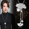 Korean Ginkgo Leaf Long Pearl Necklace Pendant for Autumn/Winter