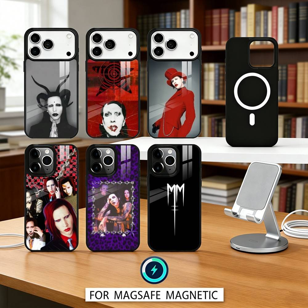 M-Manson M-MarilynS Singer Phone Case For iPhone17,16,15,14,13,12,Pro,Max,Magnetic For Magsafe Wireless Charging