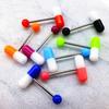 10pcs/lot Colorful Capsule Tongue Rings Acrylic Pill Style Steel Punk Body Piercing Jewelry Hypoallergenic Anti-Rust Comfortable