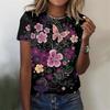 Летняя футболка с принтом цветов 3D Футболка для женщин Модная повседневная уличная одежда Большие футболки с коротким рукавом Женские топы Одежда