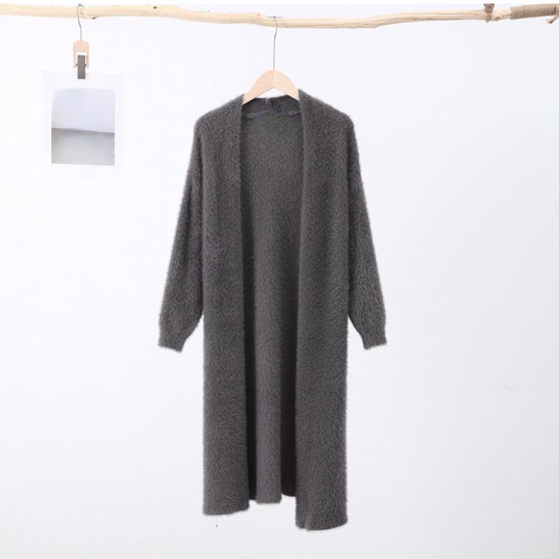 Пушистый Длинный Кардиган Женский Элегантный С Длинным Рукавом Меховой Свободный Женский Вязаный Свитер Пальто 2026 Осень Зима Уличный Макси Леди Верхняя Одежда