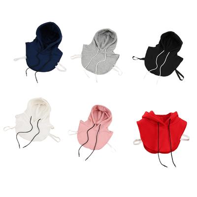 Unisex Hoodie Fake Collar Detachable Dickey Solid Color Half Sweatshirt with Hat