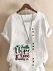 Women's Fashion Quotations with Letter Printing Round Neck Short Sleeve T-shirt Casual Cotton Linen Graphic Shirt Leisure Loose Summer Blouse Tops