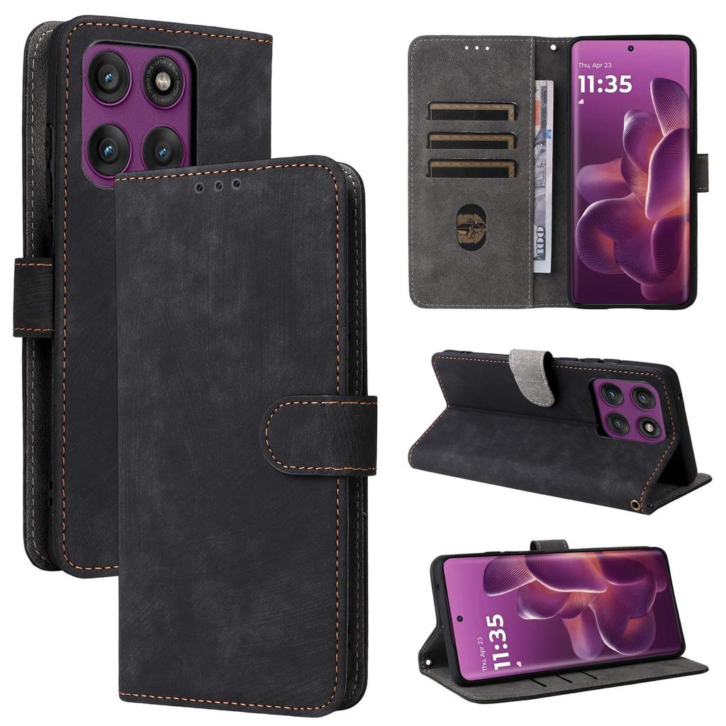 Flip Cover for Motorola Edge 60 Pro PU Leather Full-Body Protection With [RFID Blocking] Shockproof Durable Retro Phone Case
