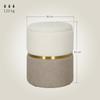 Sitzhocker With Storage Space Ottoman With Lid Metal Ring Two Tone Design 36 X 36 X 44 Cm Cream White