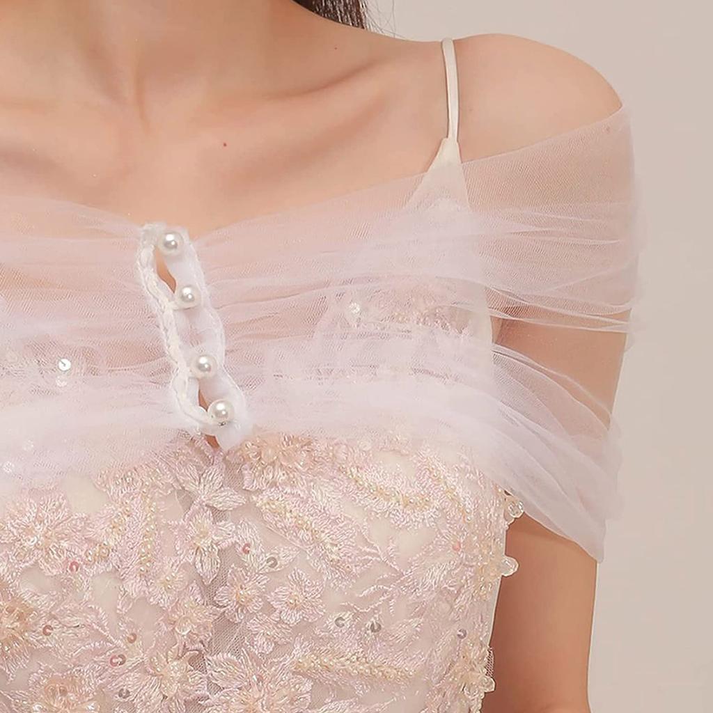 Wedding Stole Women Tulle Stole Tulle Wedding Shawl For Bride Bridal Stole Wrap Off Shoulder Shawl Sheer Bridal Shawl