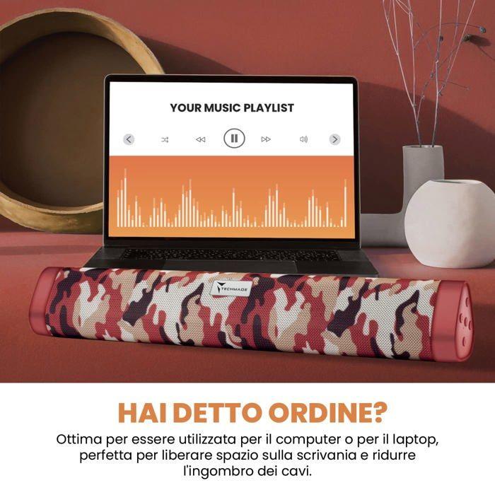 Barre De Son - TECHMADE - TM-A15-CAMR - Sans Fil - Camouflage Rouge - Haut-Parleur Portable