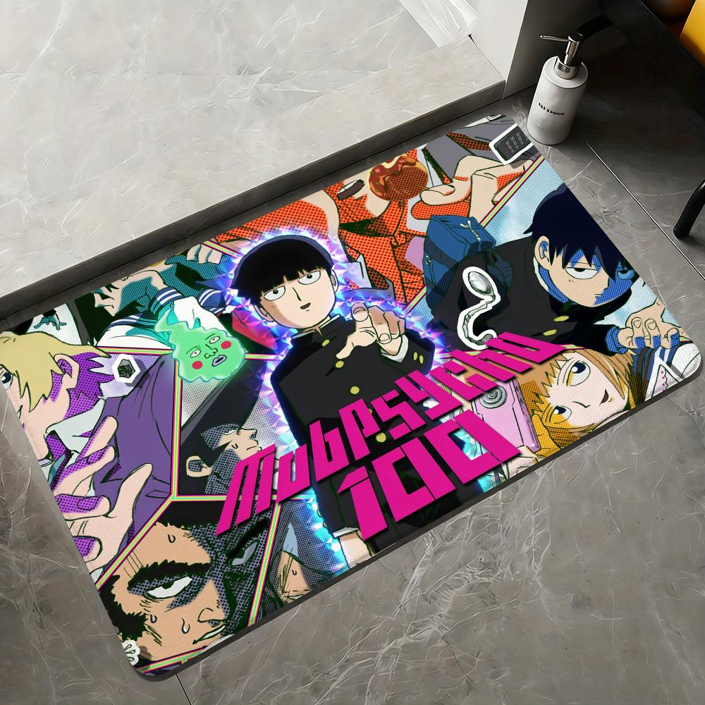 Anime M-Mob Psycho 100 Floor Mat Flannel Rugs Soft Winter Warmth Floor Mat Thickened Non-Slip for Living Room Home Door Mat