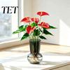 Decorative Table Vase for Coffee Hydroponic Flower Vase, Transparent Modern Style Imitation Glass Wide Body Plant Container Sturdy Pot Fresh