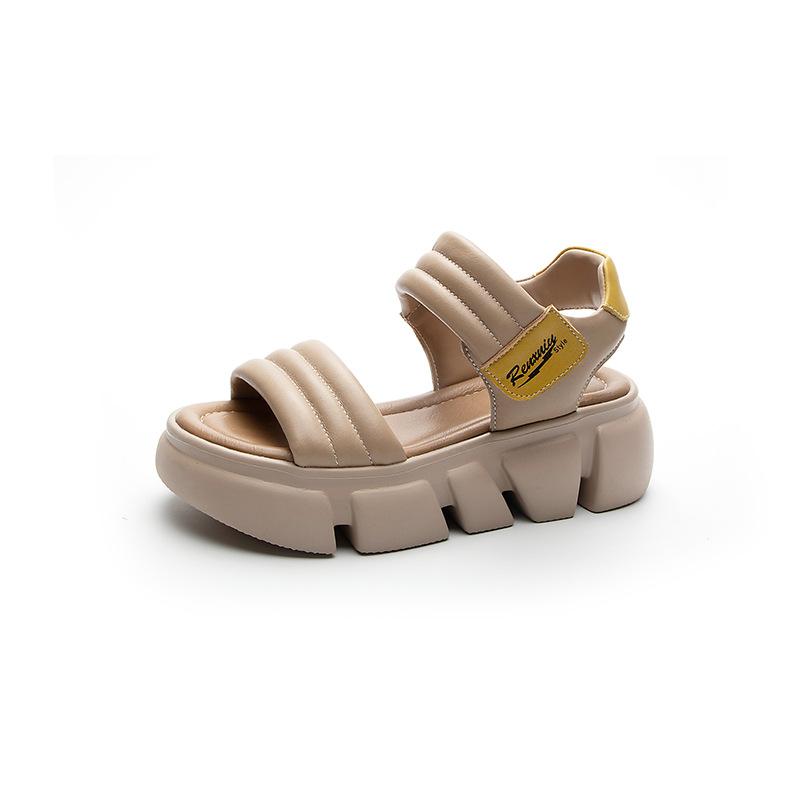 Сандалии кожаные с толстой подошвой, увеличивающие рост, пляжная обувь